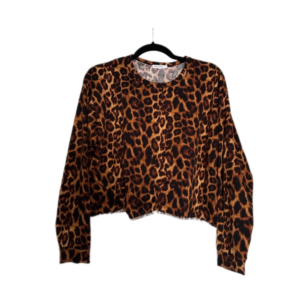Antistar | Leopard Print Long Sleeve Cropped Top | M